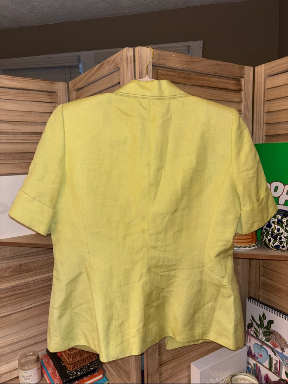 Tahari Bright Green Short-Sleeve Safari Blazer - Picture 7 of 7